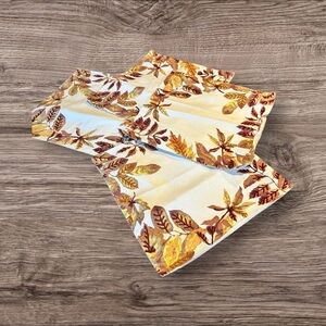 Autumn Fall Leaf Place Mat Crewel Embroidery Table Linen Set of 4